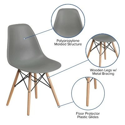 Hot Sale ✨ Flash Furniture Elon Series Plastic Chair with Wooden Legs ⌛ 4 Hot Sale ✨ Flash Furniture Elon Series Plastic Chair with Wooden Legs ⌛ - Image 2