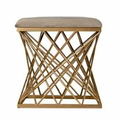 Best Pirce 💯 Stonmor Square Upholstered Stool Gray/Gold - Aiden Lane 😀 -Living Room Chairs Sales unnamed file 66