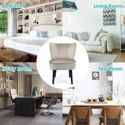 Promo 🎁 Costway Set of 2 Armless Accent Chair Upholstered Leisure Chair Single Sofa TurquoiseStone Grey Dark Grey 👏 -Living Room Chairs Sales unnamed file 6752