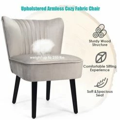 Promo 🎁 Costway Set of 2 Armless Accent Chair Upholstered Leisure Chair Single Sofa TurquoiseStone Grey Dark Grey 👏 -Living Room Chairs Sales unnamed file 6753