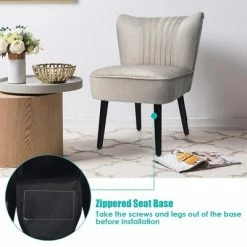 Promo 🎁 Costway Set of 2 Armless Accent Chair Upholstered Leisure Chair Single Sofa TurquoiseStone Grey Dark Grey 👏 -Living Room Chairs Sales unnamed file 6754