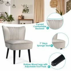 Promo 🎁 Costway Set of 2 Armless Accent Chair Upholstered Leisure Chair Single Sofa TurquoiseStone Grey Dark Grey 👏 -Living Room Chairs Sales unnamed file 6755