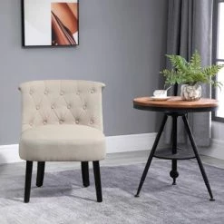 Discount ⭐ HomCom Modern Mid-Back Button-Tufted Accent Armless Chair ⭐ -Living Room Chairs Sales unnamed file 6782