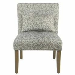 Best deal 🌟 Parker Accent Chair with Pillow - HomePop Gray Cheetah ❤️ -Living Room Chairs Sales unnamed file 6830