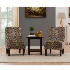 Best Pirce 😉 Set of 2 Bryce Armless Chair Geometric - Handy Living Navy Blue 🛒 -Living Room Chairs Sales unnamed file 7095