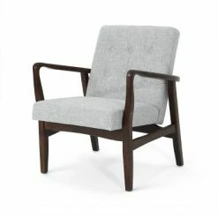 Best deal 😍 Marcola Mid Century Modern Upholstered Wood Framed Club Chair - Christopher Knight Home Gray 😍 -Living Room Chairs Sales unnamed file 715