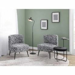 Buy 🛒 Fran Contemporary Slipper Chair Black Steel/Black Leopard Fabric - LumiSource 🎁 -Living Room Chairs Sales unnamed file 7165