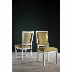 Brand new 🧨 Set of 2 Buchanan Rectangle Side Chair - Safavieh Light Yellow 🔔