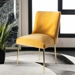 Deals ⭐ Nolita Velvet Accent Chair - Safavieh Mustard ✔️