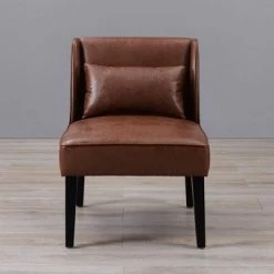 New 👍 Leather Lounge Chair Brown - Teamson Home 👍
