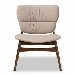 Outlet 🥰 Benito Fabric Upholstered Wood Accent Chair - Baxton Studio Gray/walnut Brown 🤩