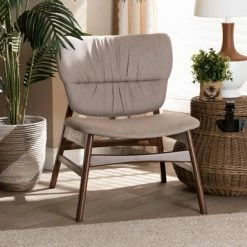Outlet 🥰 Benito Fabric Upholstered Wood Accent Chair - Baxton Studio Gray/walnut Brown 🤩 -Living Room Chairs Sales unnamed file 7397