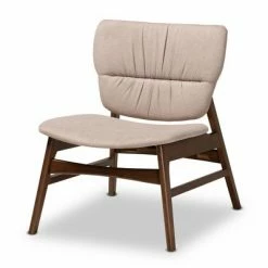 Outlet 🥰 Benito Fabric Upholstered Wood Accent Chair - Baxton Studio Gray/walnut Brown 🤩 -Living Room Chairs Sales unnamed file 7399