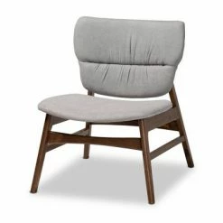 Outlet 🥰 Benito Fabric Upholstered Wood Accent Chair - Baxton Studio Gray/walnut Brown 🤩 -Living Room Chairs Sales unnamed file 7400