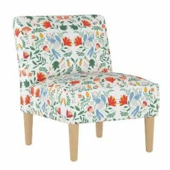 New ⌛ Robin Upholstered Chair Orange/White Floral - Skyline Furniture 😀