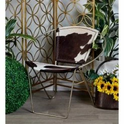 Wholesale 🔔 Contemporary Goat Leather and Iron Accent Chair - Olivia & May Brown ✔️