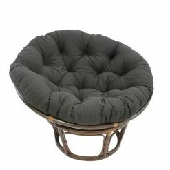 Discount ⌛ 42" Rattan Papasan Chair with Solid Twill Cushion - International Caravan Black ✔️ -Living Room Chairs Sales unnamed file 7437