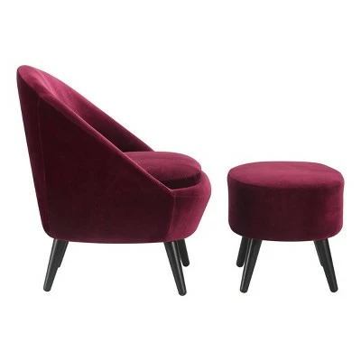 Best deal π Nico Mid Century Modern Accent Chair and Ottoman Set French Merlot Red Velvet - Adore Decor 𧨠9 Best deal π Nico Mid Century Modern Accent Chair and Ottoman Set French Merlot Red Velvet - Adore Decor 𧨠- Image 7
