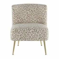 Flash Sale ⌛ Fran Contemporary Slipper Chair Gold Steel/Tan Leopard Fabric - LumiSource 🥰 -Living Room Chairs Sales unnamed file 7469