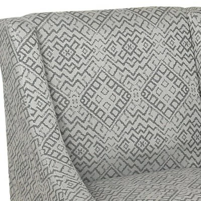 Brand new 😀 Geometric Pattern Fabric Upholstered Wooden Accent Chair with Swooping Armrests Gray/Brown - Benzara 😍 3 Brand new 😀 Geometric Pattern Fabric Upholstered Wooden Accent Chair with Swooping Armrests Gray/Brown - Benzara 😍