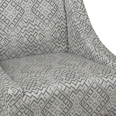 Brand new 😀 Geometric Pattern Fabric Upholstered Wooden Accent Chair with Swooping Armrests Gray/Brown - Benzara 😍 4 Brand new 😀 Geometric Pattern Fabric Upholstered Wooden Accent Chair with Swooping Armrests Gray/Brown - Benzara 😍 - Image 2