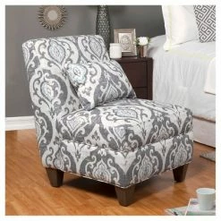 Cheap 😉 Blue Slate Collection Accent Chair Gray/Light/Large Damask - HomePop ⭐ -Living Room Chairs Sales unnamed file 7521
