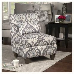 Cheap 😉 Blue Slate Collection Accent Chair Gray/Light/Large Damask - HomePop ⭐ -Living Room Chairs Sales unnamed file 7522