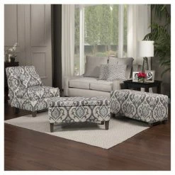 Cheap 😉 Blue Slate Collection Accent Chair Gray/Light/Large Damask - HomePop ⭐ -Living Room Chairs Sales unnamed file 7524