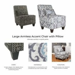 Cheap 😉 Blue Slate Collection Accent Chair Gray/Light/Large Damask - HomePop ⭐ -Living Room Chairs Sales unnamed file 7530