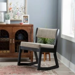 Best Pirce 🎉 Callum Upholstered Rocking Chair Black - Linon 🥰 -Living Room Chairs Sales unnamed file 7535