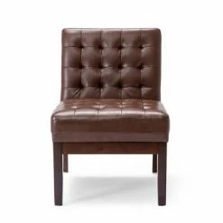 Outlet ⭐ Uintah Contemporary Tufted Accent Chair - Christopher Knight Home Midnight Black/dark Espresso 👍 -Living Room Chairs Sales unnamed file 7605