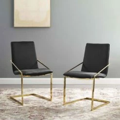 Discount 🧨 Set of 2 Pitch Dining Armchairs Performance Velvet - Modway Gold/ivory 💯 -Living Room Chairs Sales unnamed file 7686