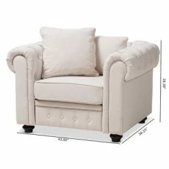 Top 10 👍 Baxton Studio Alaise Modern Classic Linen Tufted Scroll Arm Chesterfield Chair Beige 💯 -Living Room Chairs Sales unnamed file 775