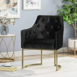 Discount π McDonough Modern Tufted Glam Accent Chair Black - Christopher Knight Home βοΈ