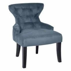 New 🎉 Curves Hour Glass Accent Chair Velvet - OSP Home Furnishings Blue 👍 -Living Room Chairs Sales unnamed file 7867