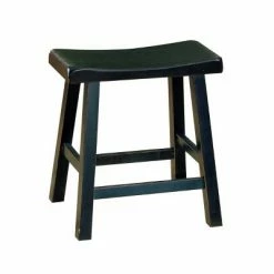 Brand new 🤩 Set of 2 18" Wooden Counter Height Stool with Saddle Seat - Benzara Black 🎉