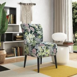 Brand new ✨ Aviva Armless Chair Modern - Handy Living Black Floral 👏 -Living Room Chairs Sales unnamed file 7902