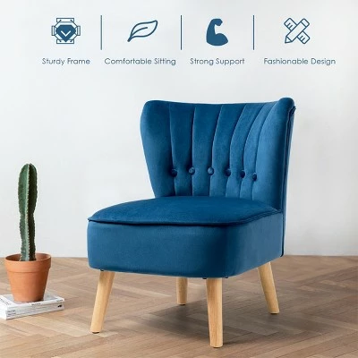 Brand new โ๏ธ Costway Armless Accent Chair Tufted Velvet Leisure Chair Single Sofa Upholstered BlueGreenPink ๐ 5 Brand new โ๏ธ Costway Armless Accent Chair Tufted Velvet Leisure Chair Single Sofa Upholstered BlueGreenPink ๐ - Image 3