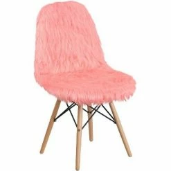 Outlet ⭐ Shaggy 🦮 Dog Accent Chair - Riverstone Furniture Baby Pink 🧨