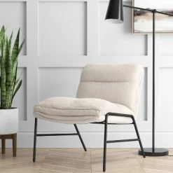 Cheap 😀 Pohle Armless Accent Chair with Metal Legs Sherpa - Project 62™ 💯