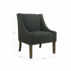 Cheapest โ๏ธ Modern Swoop Accent Chair with Nailhead Trim - Homepop Rich Charcoal ๐