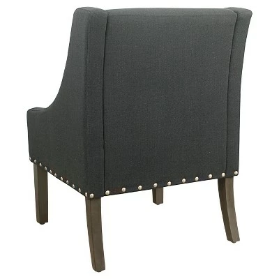Cheapest ✔️ Modern Swoop Accent Chair with Nailhead Trim - Homepop Rich Charcoal 👍 4 Cheapest ✔️ Modern Swoop Accent Chair with Nailhead Trim - Homepop Rich Charcoal 👍 - Image 2