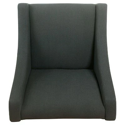 Cheapest ✔️ Modern Swoop Accent Chair with Nailhead Trim - Homepop Rich Charcoal 👍 5 Cheapest ✔️ Modern Swoop Accent Chair with Nailhead Trim - Homepop Rich Charcoal 👍 - Image 3