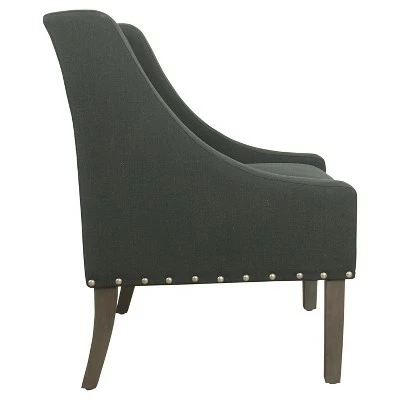 Cheapest ✔️ Modern Swoop Accent Chair with Nailhead Trim - Homepop Rich Charcoal 👍 6 Cheapest ✔️ Modern Swoop Accent Chair with Nailhead Trim - Homepop Rich Charcoal 👍 - Image 4