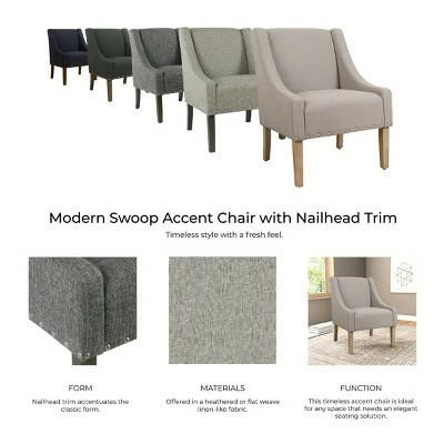 Cheapest ✔️ Modern Swoop Accent Chair with Nailhead Trim - Homepop Rich Charcoal 👍 12 Cheapest ✔️ Modern Swoop Accent Chair with Nailhead Trim - Homepop Rich Charcoal 👍 - Image 10