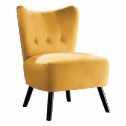 Outlet 🤩 Homelegance Imani Mid Century Modern Velvet Accent Upholstered Living Room Bedroom Lounge Chair, Yellow 🥰