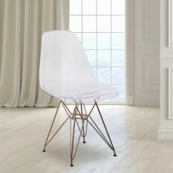 Brand new 👍 Flash Furniture Elon Series Ghost Chair with Gold Metal Base 👏