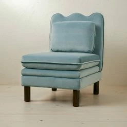 Hot Sale 🥰 Opalhouse Designed With Jungalow Bencia Slipper Chair - Opalhouse™ designed with Jungalow™ Light Blue 🌟 -Living Room Chairs Sales unnamed file 8246
