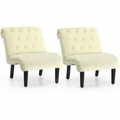 Best Sale 🌟 Costway Set of 2 Armless Accent Chair Upholstered Tufted Lounge Chair 😍 -Living Room Chairs Sales unnamed file 8290