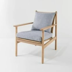 Best deal 😀 Hearth & Hand W/Magnolia Furniture Slatted Wood Accent Chair with Cushions - Hearth & Hand™ with Magnolia Indigo ⌛ -Living Room Chairs Sales unnamed file 833